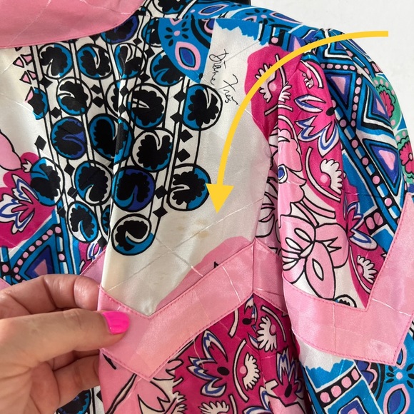 Vintage 80’s Diane Freis Georgette Colorful Abstract Pattern Drop Waist Dress OS - Picture 4 of 16